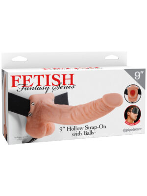 fetish fantasy series 9 inch hollow strap on with balls flesh