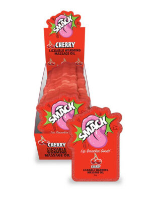 smack lickable massage oil, 3ml pouch display 36pc cherry