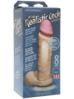 the realistic cock ultraskyn 8 inch white