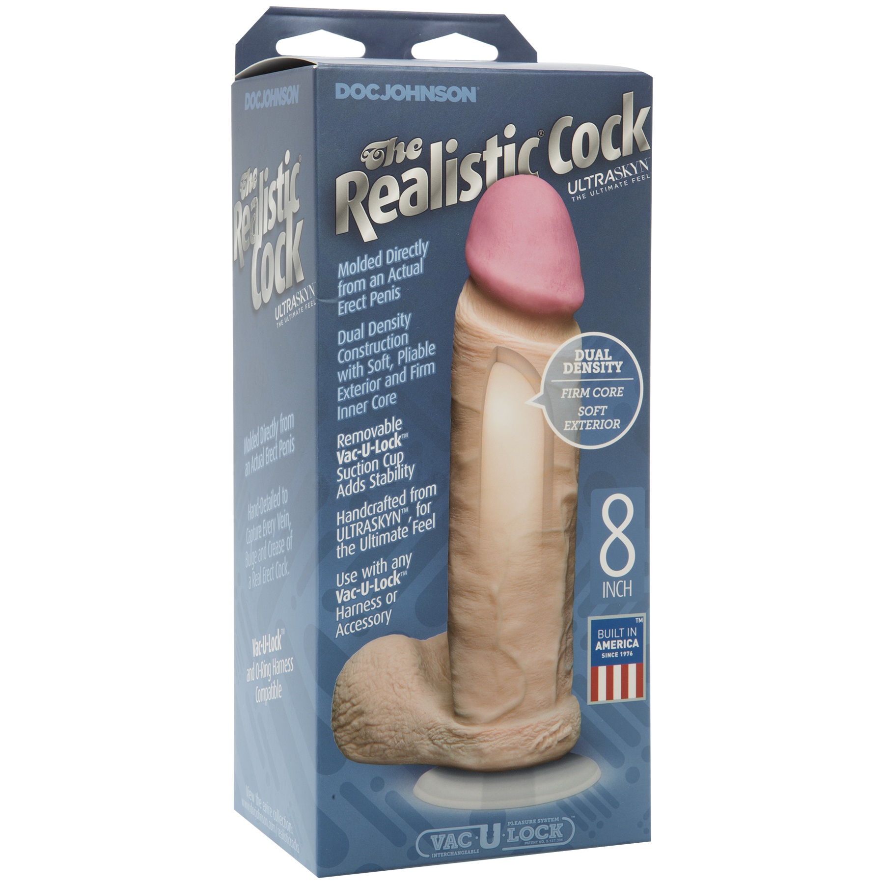 the realistic cock ultraskyn 8 inch white
