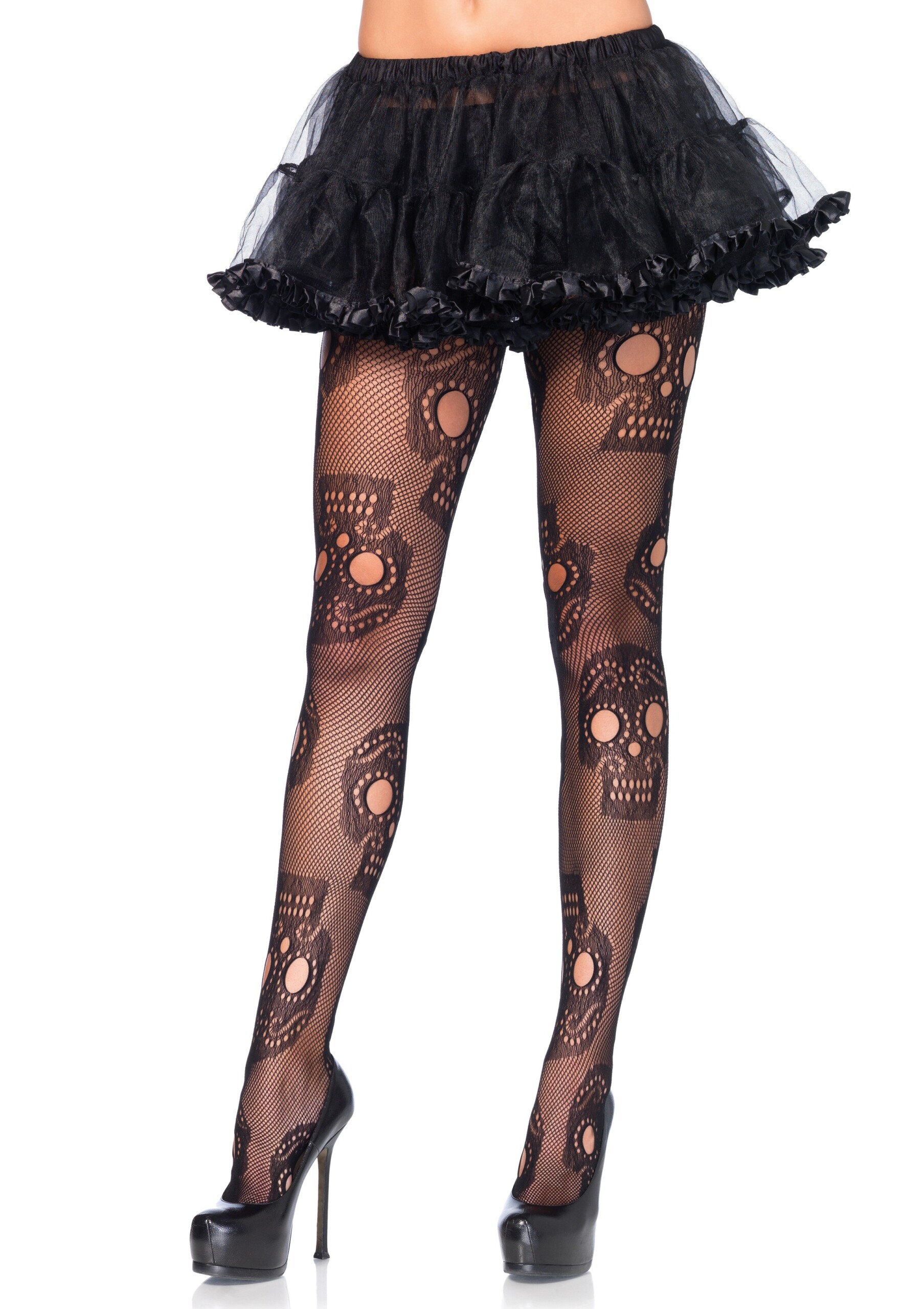 sugar skull net pantyhose one size