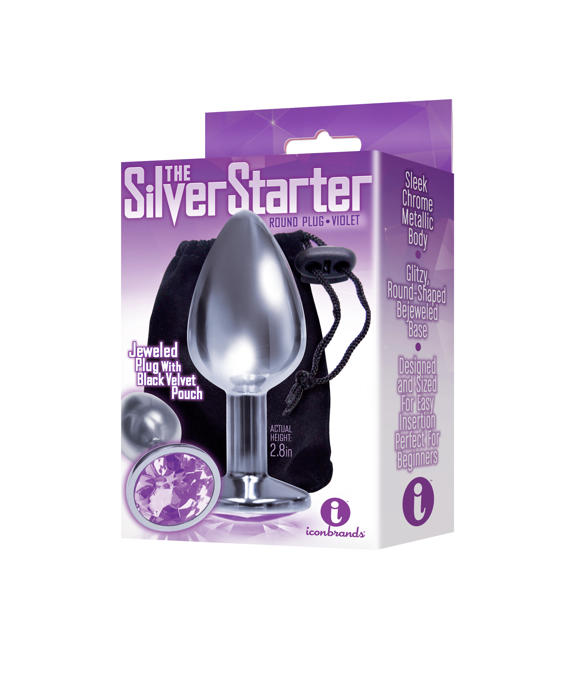 the 9's the silver starter bejeweled stainless steel plug violet