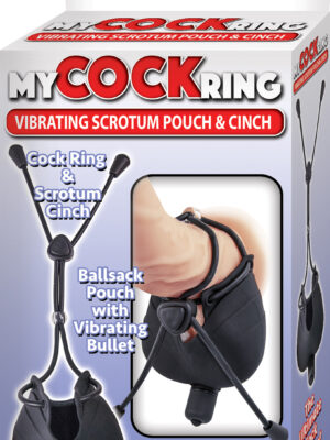 my cock ring vibrating scrotum pouch & cinch black