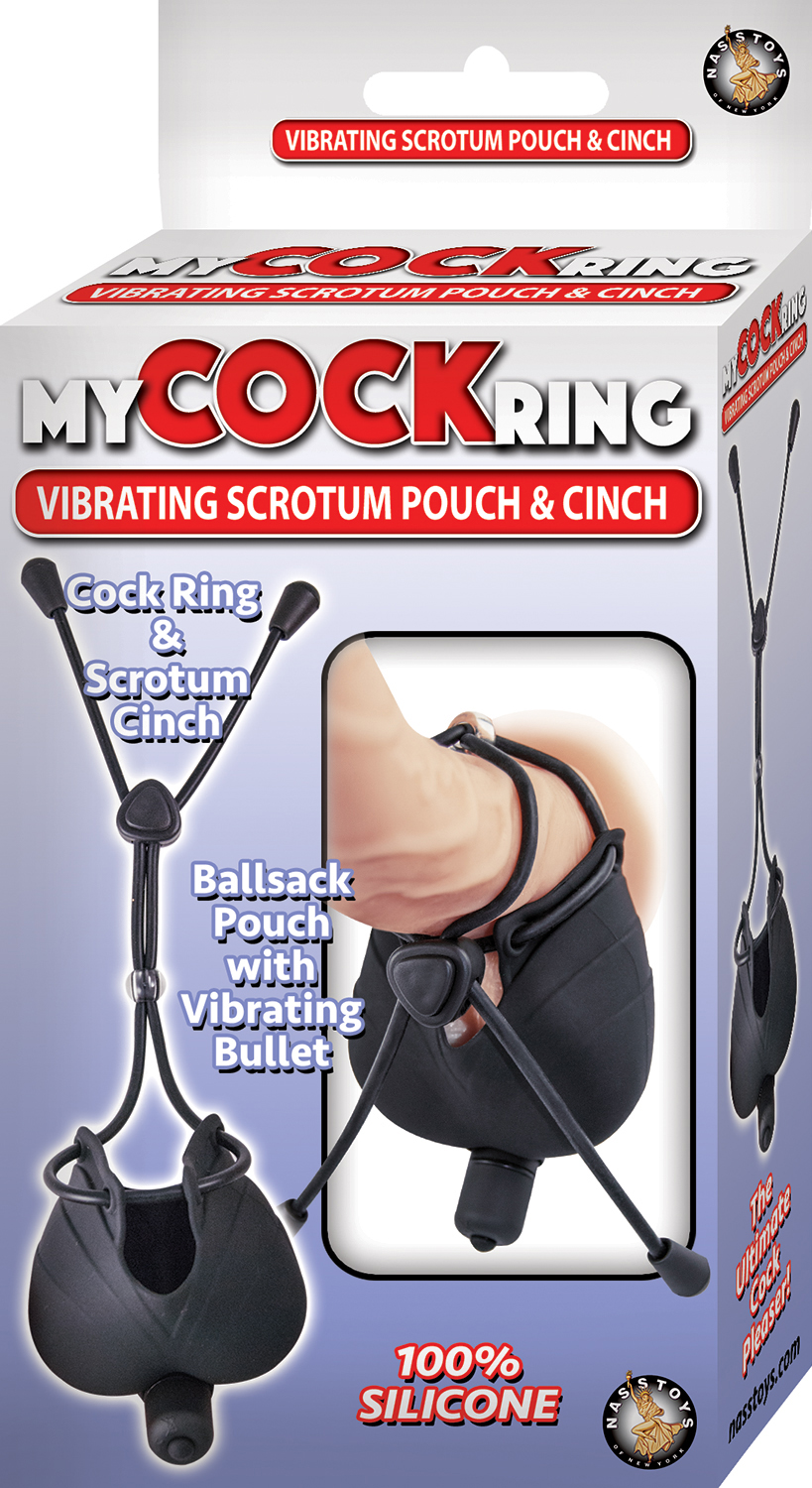 my cock ring vibrating scrotum pouch & cinch black