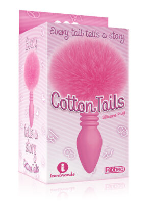 the 9's cottontails silicone bunny tail butt plug ribbed pink