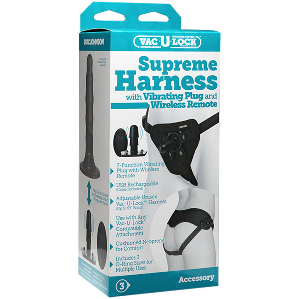 vac u lock supreme harness with vibrating plug black vac u lock supreme harness with vibrating plug black