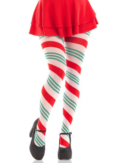 lane holiday ribbon striped tights green/red os lane holiday ribbon striped tights green/red os