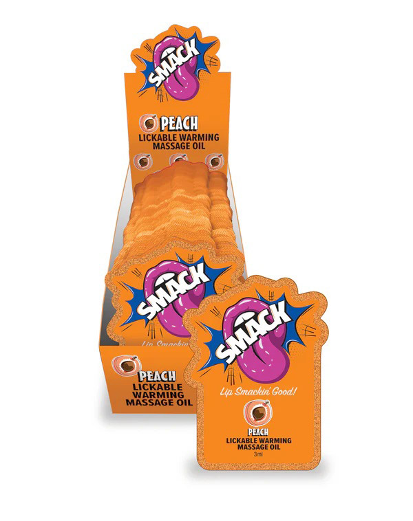 smack lickable massage oil, 3ml pouch display 36pc peach
