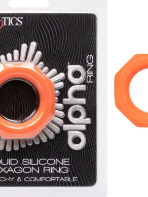 alpha liquid silicone sexagon ring orange