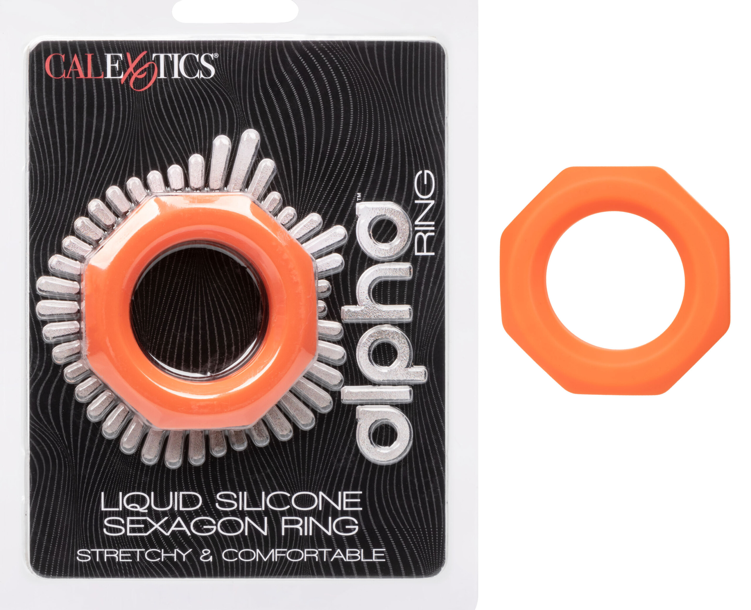 alpha liquid silicone sexagon ring orange
