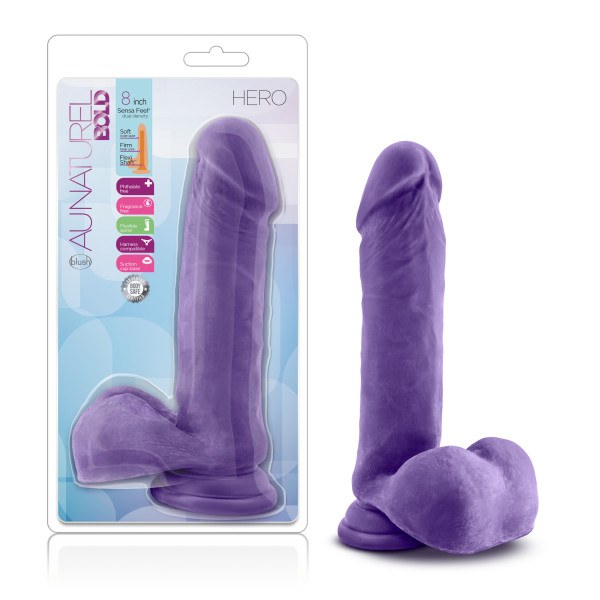 au natural bold hero 8 inch dildo purple