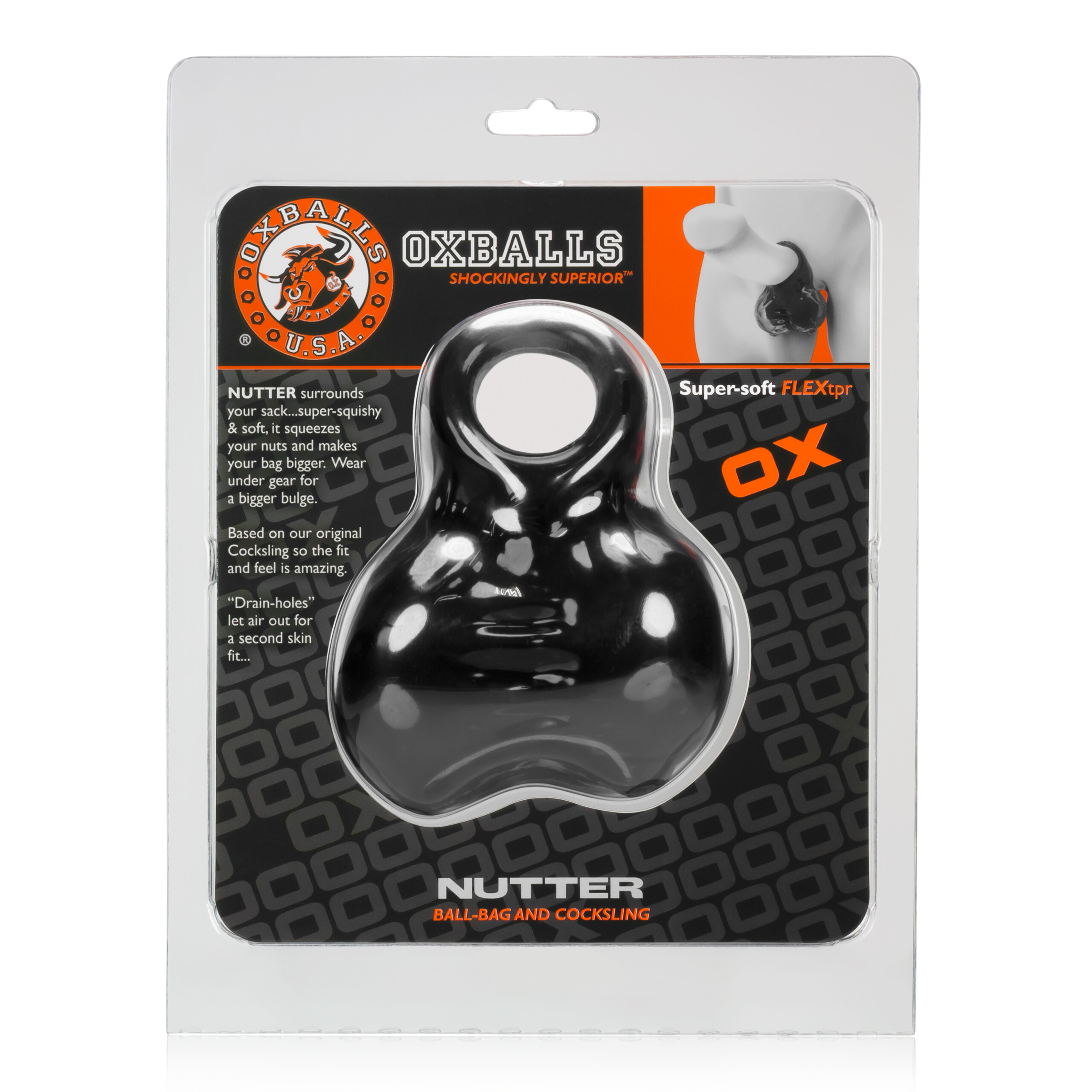 nutter sack ball bag and cocksling black