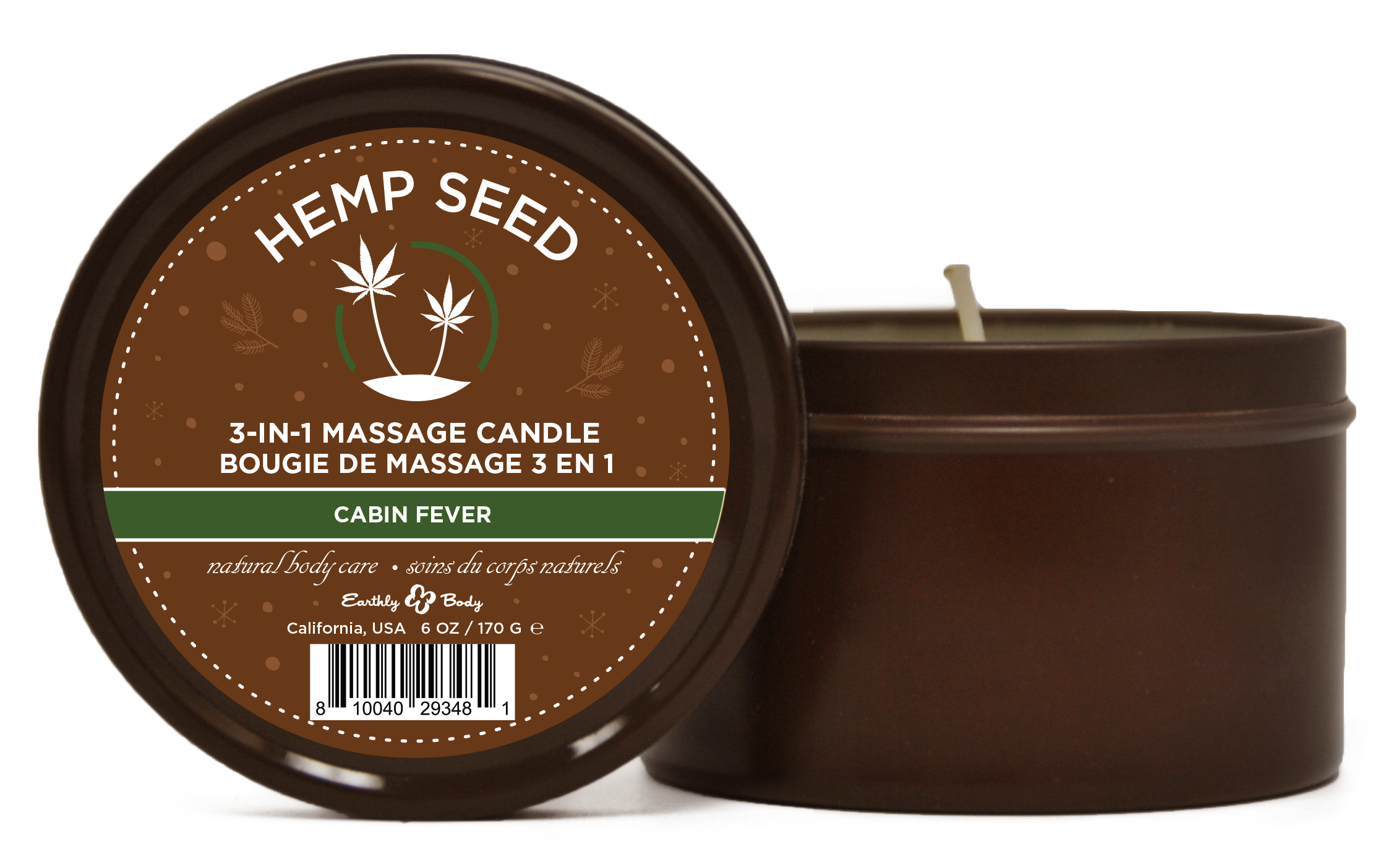 hemp seed 3 in 1 massage candle cabin fever 6oz/ 170 g