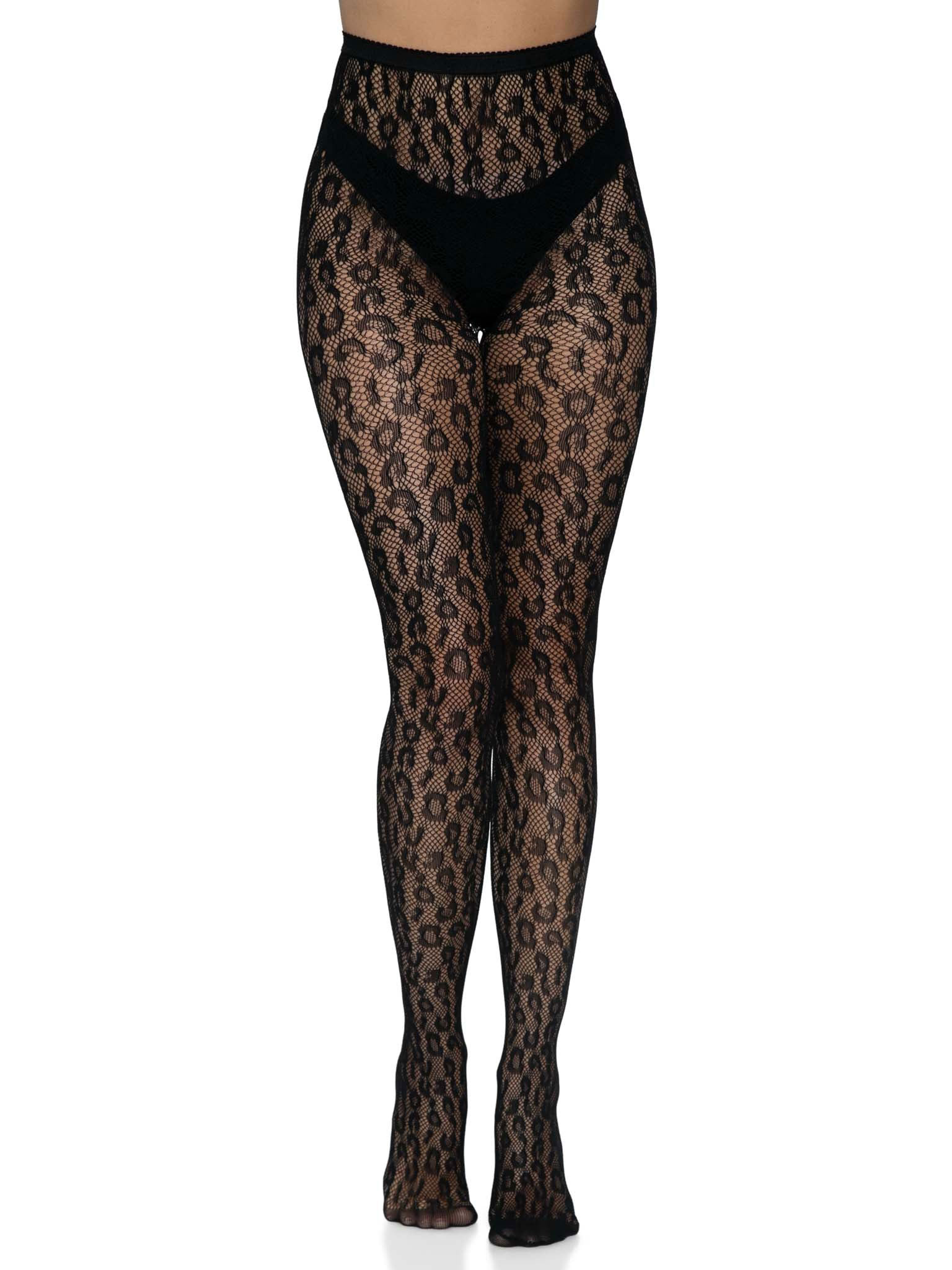 leopard net tights one size black leopard net tights one size black