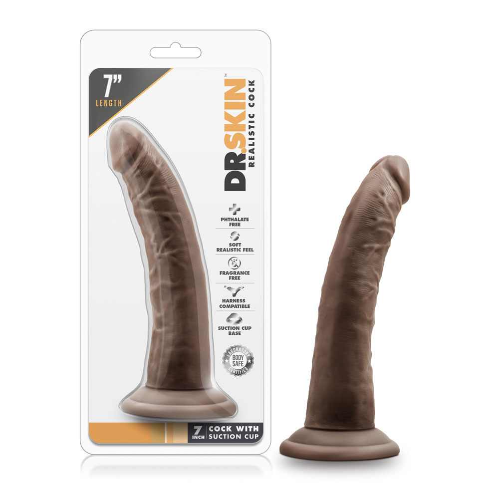 dr. skin 7 inch cock with suction cup chocolate