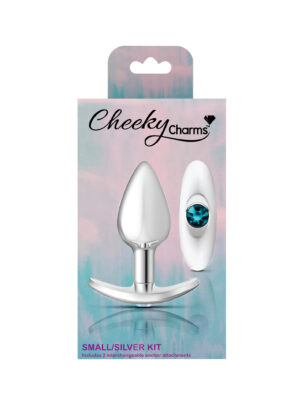 silver anchor buttplug kit clear iridescent/teal silver anchor buttplug kit clear iridescent/teal