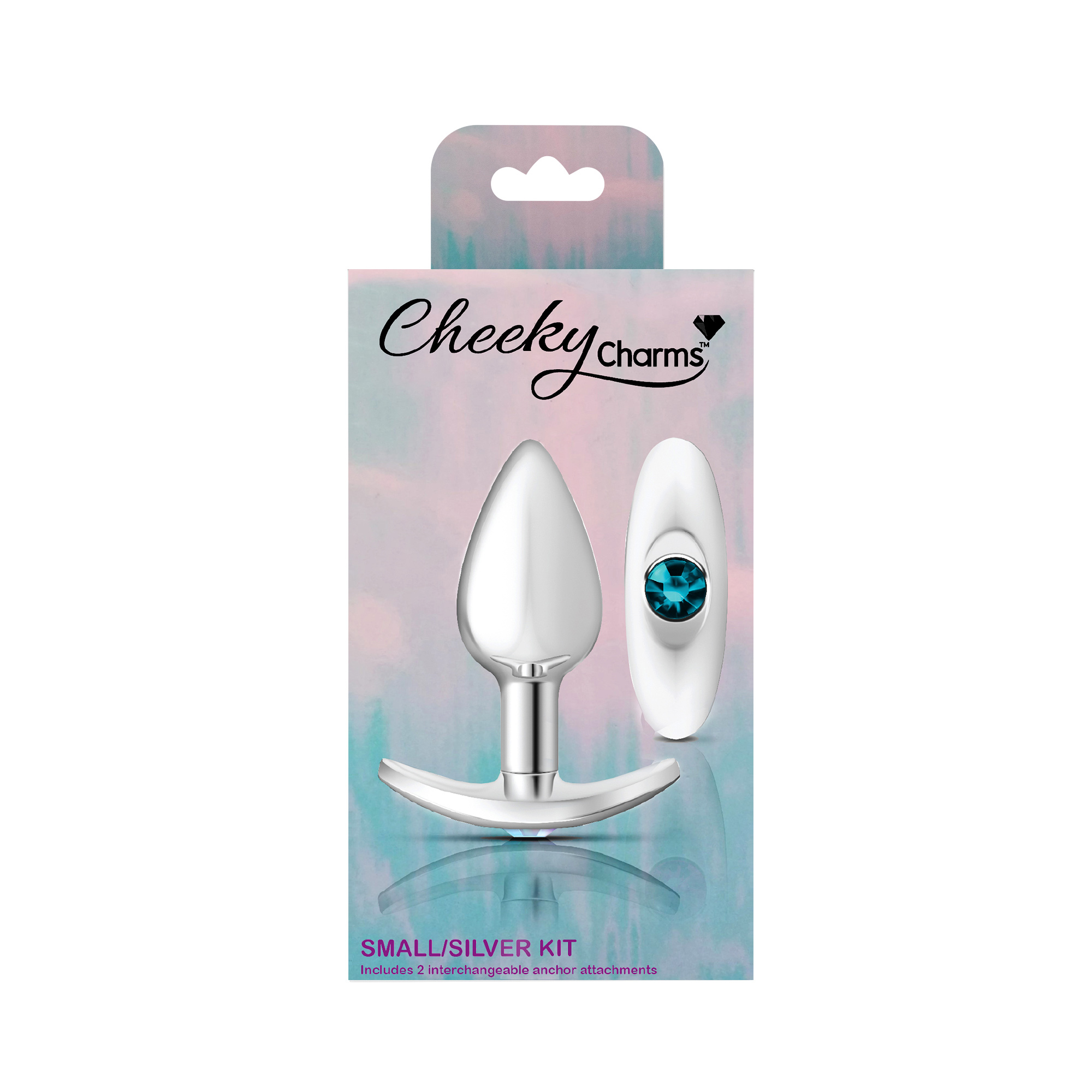 silver anchor buttplug kit clear iridescent/teal