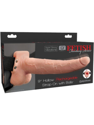 fetish fantasy series 9 inch hollow rechargeable strap on with balls flesh fetish fantasy series 9 inch hollow rechargeable strap on with balls flesh