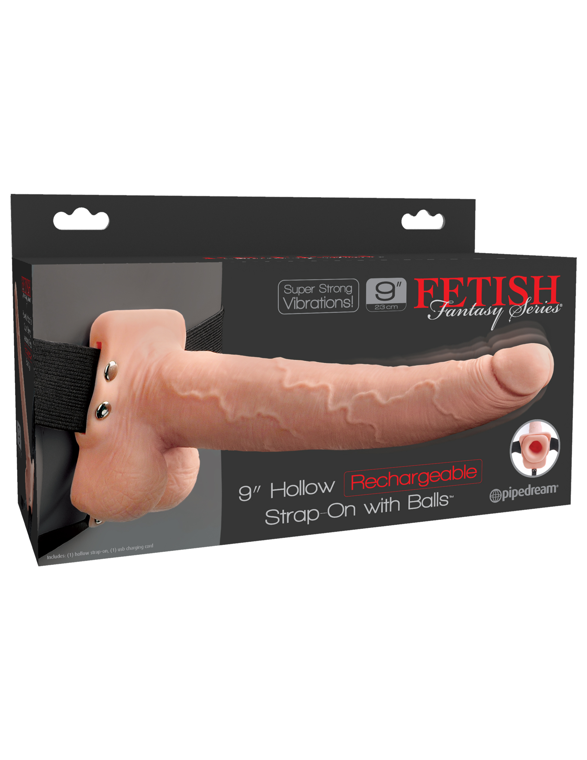 fetish fantasy series 9 inch hollow rechargeable strap on with balls flesh fetish fantasy series 9 inch hollow rechargeable strap on with balls flesh