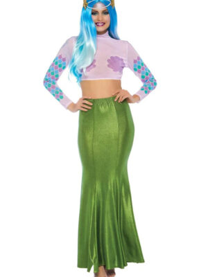shimmer spandex mermaid costume maxi skirt medium large green