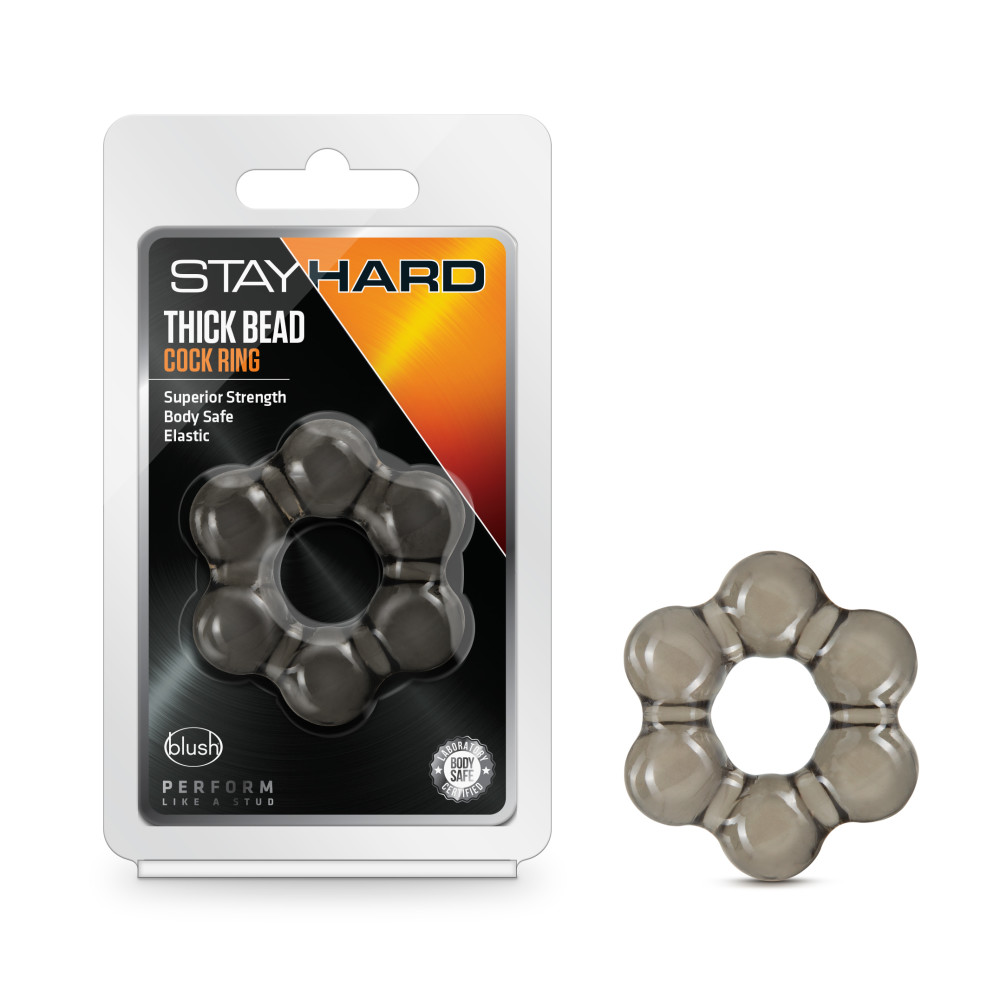 stay hard thick bead cock ring black