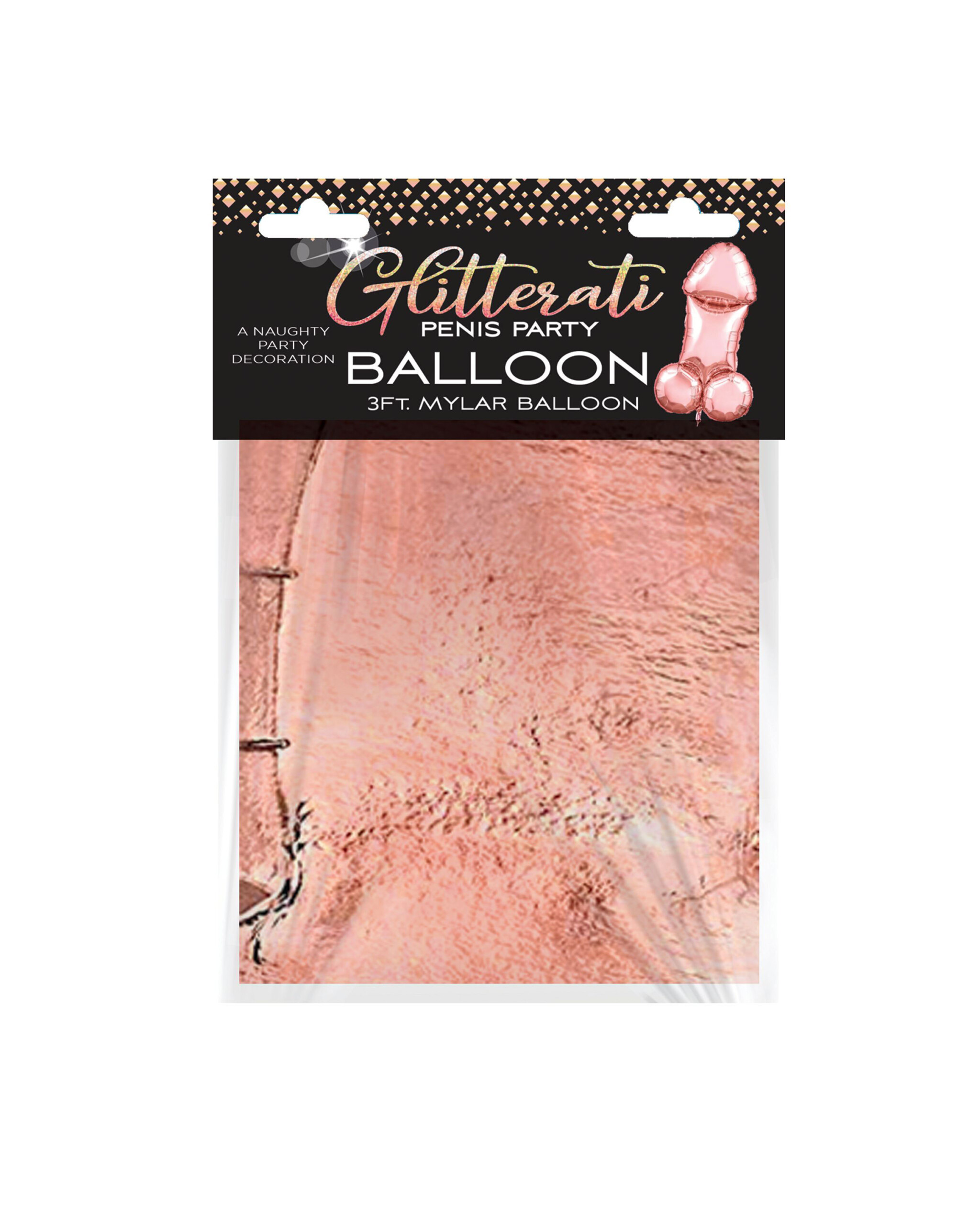 glitterati penis party balloon rose gold
