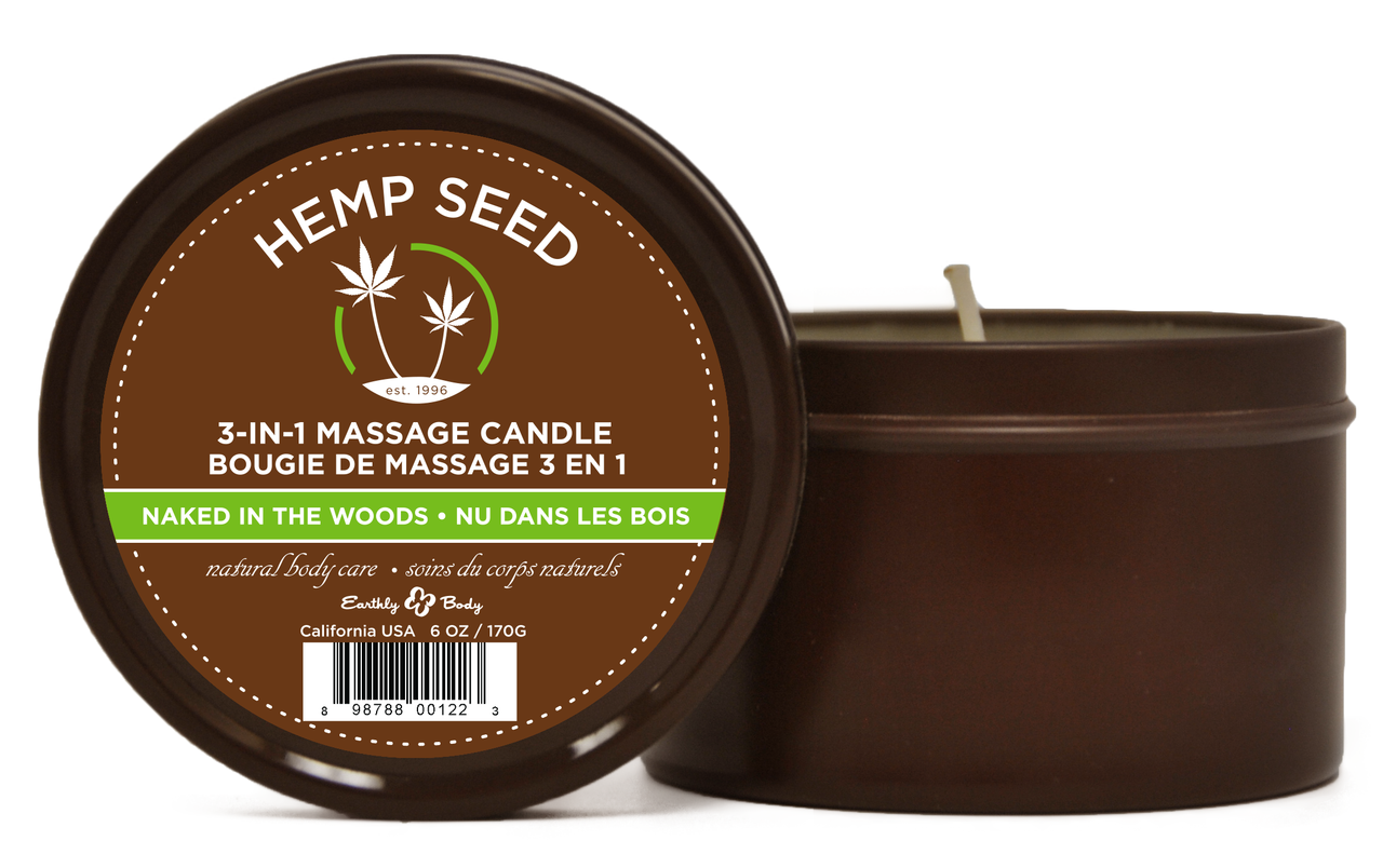 hemp seed 3 in 1 massage candle naked in the woods 6 oz.