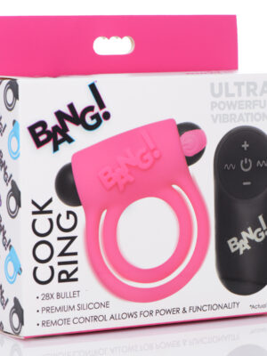 bang silicone cock ring and bullet with remote control pink