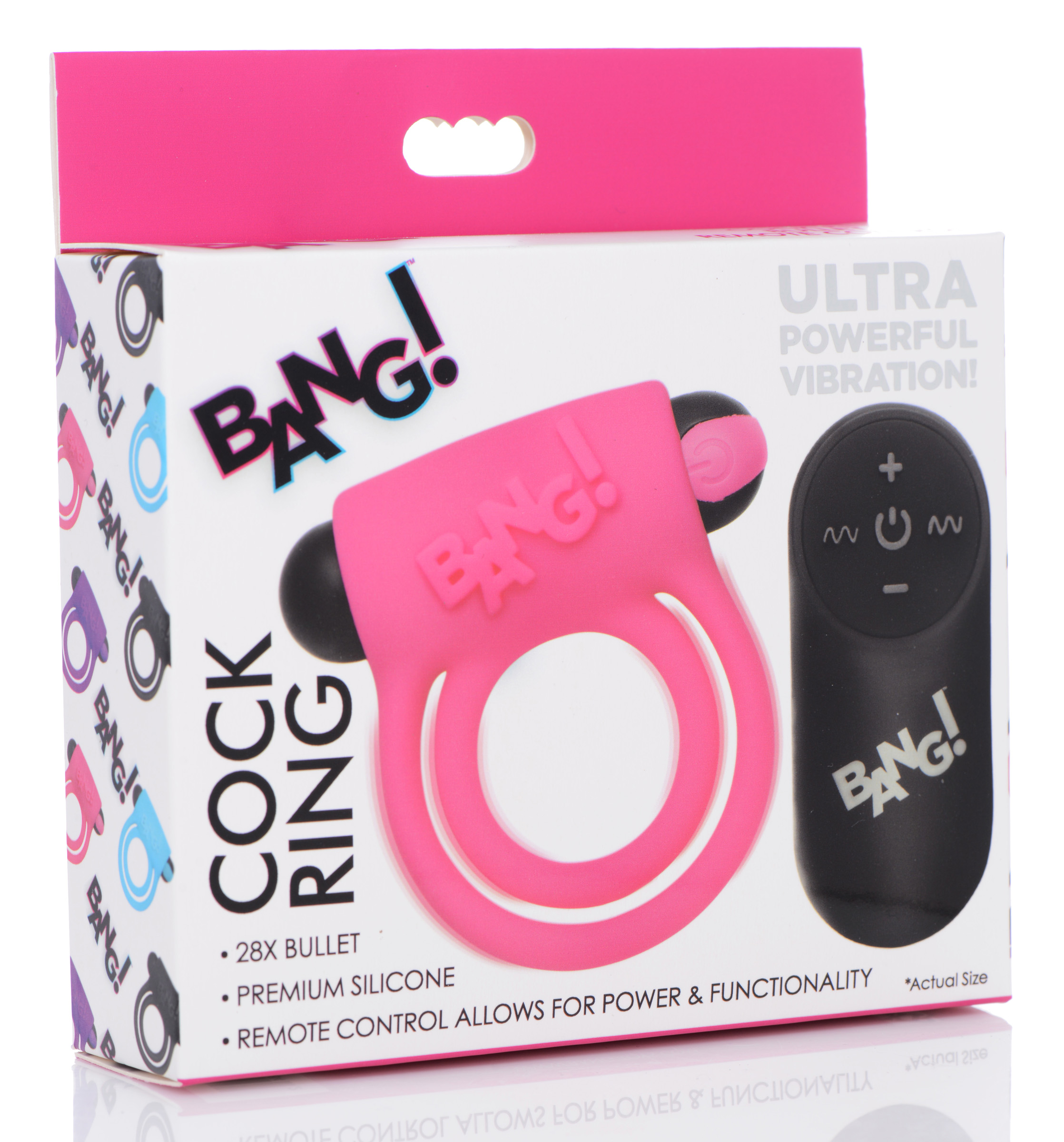 bang silicone cock ring and bullet with remote control pink