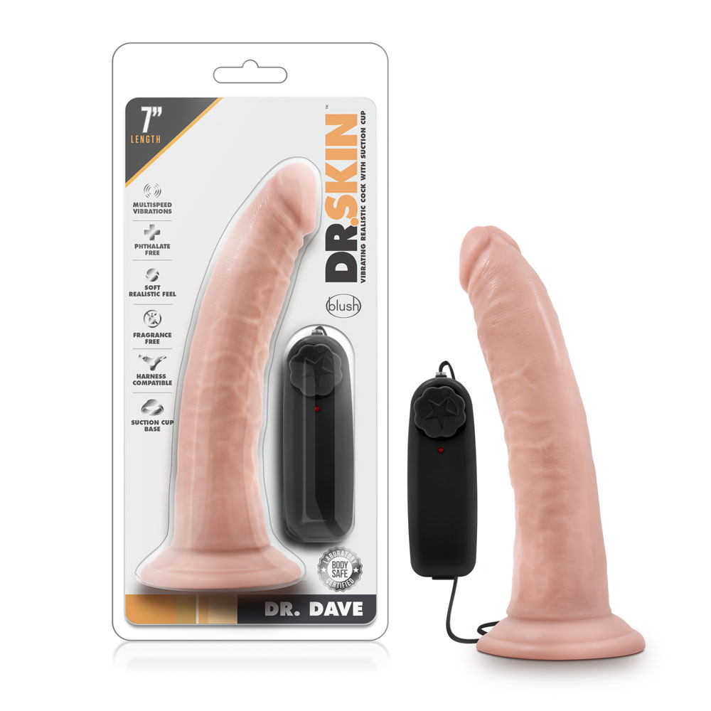 dr. skin dr. dave 7 inch vibrating cock with suction cup vanilla ea