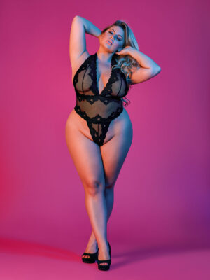 sexy time deep plunge halter teddy black 1x 3x