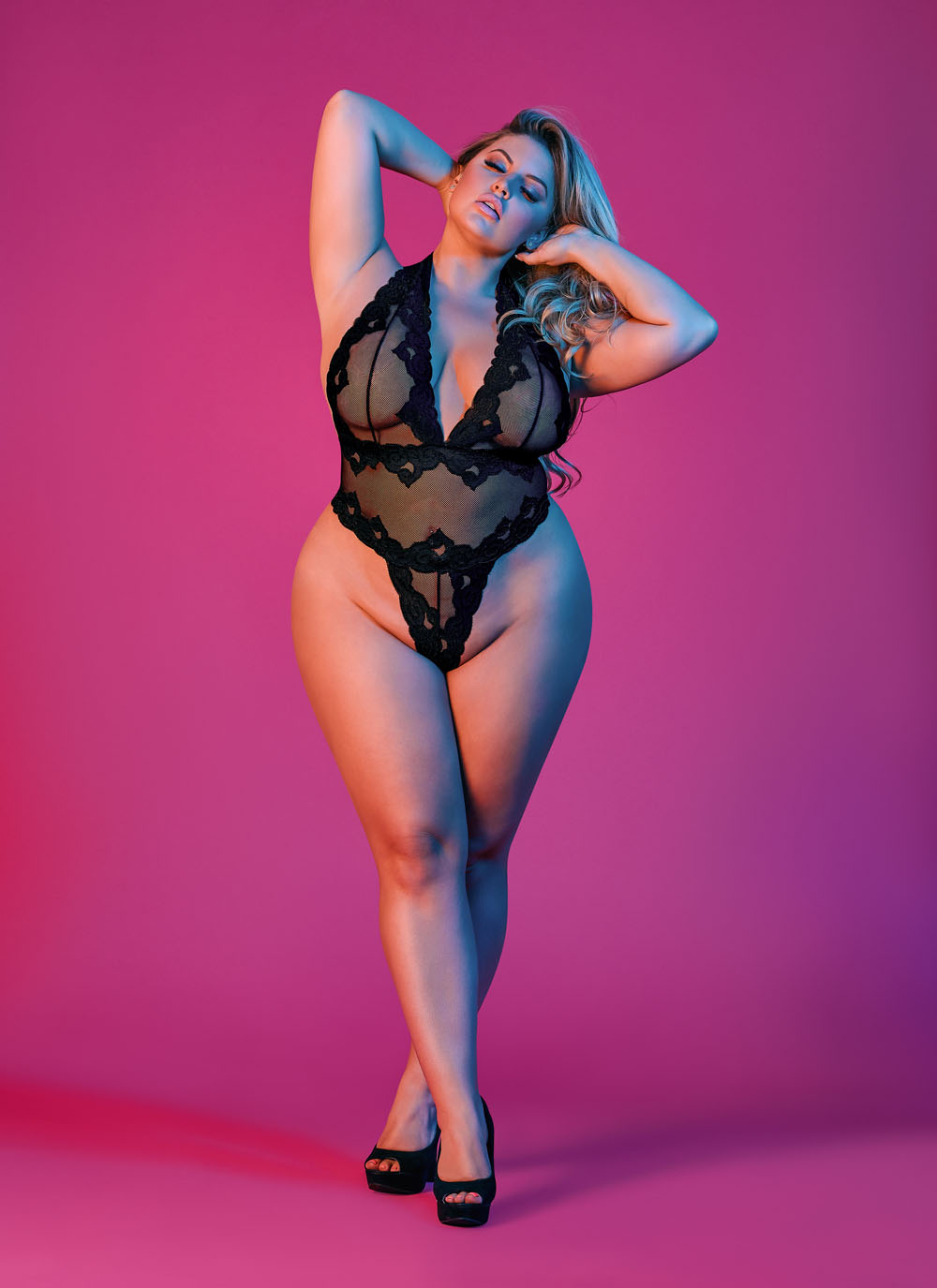 sexy time deep plunge halter teddy black 1x 3x