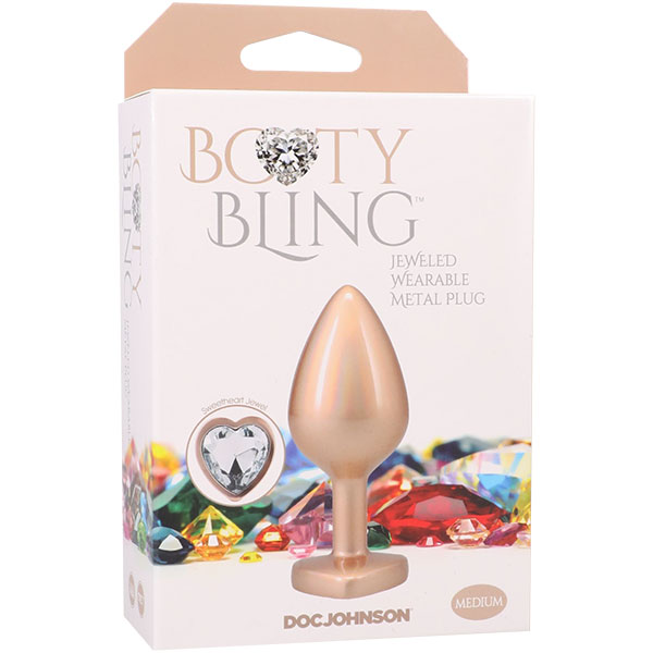 booty bling metal heart plug medium gold