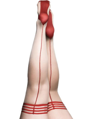whitney red back seam thigh high size c nude