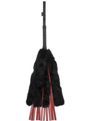 saffron faux fur flogger black/red