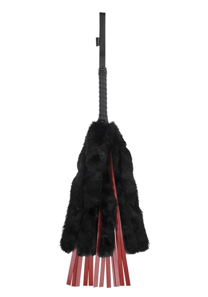 saffron faux fur flogger black/red saffron faux fur flogger black/red