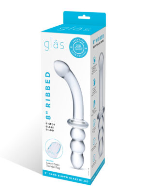 8 inch ribbed g spot glass dildo clear