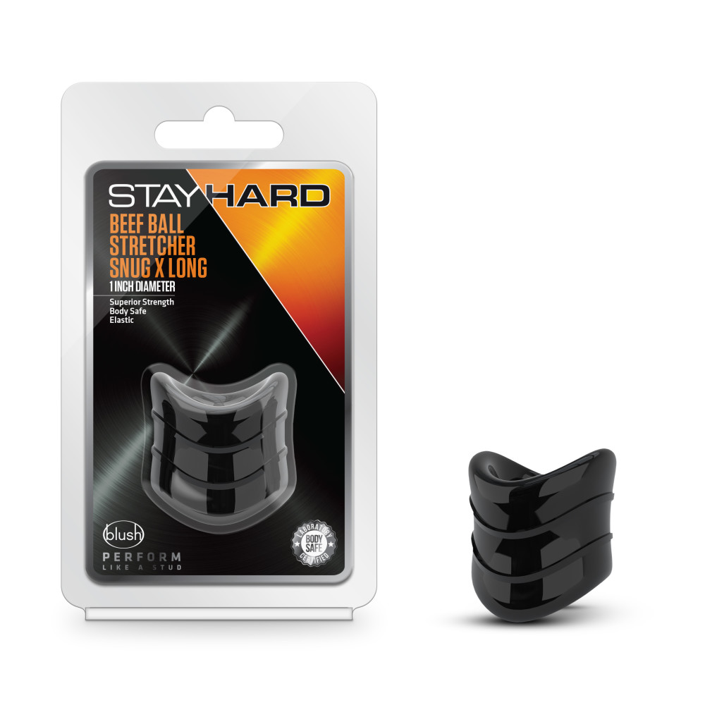 stay hard beef ball stretcher snug x long 1 inch diameter black