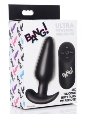 21x silicone butt plug with remote black