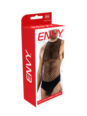 envy full effect fishnet 2 piece set os black