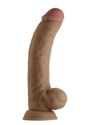 shaft model c 9.5 inch liquid silicone dong with balls oak