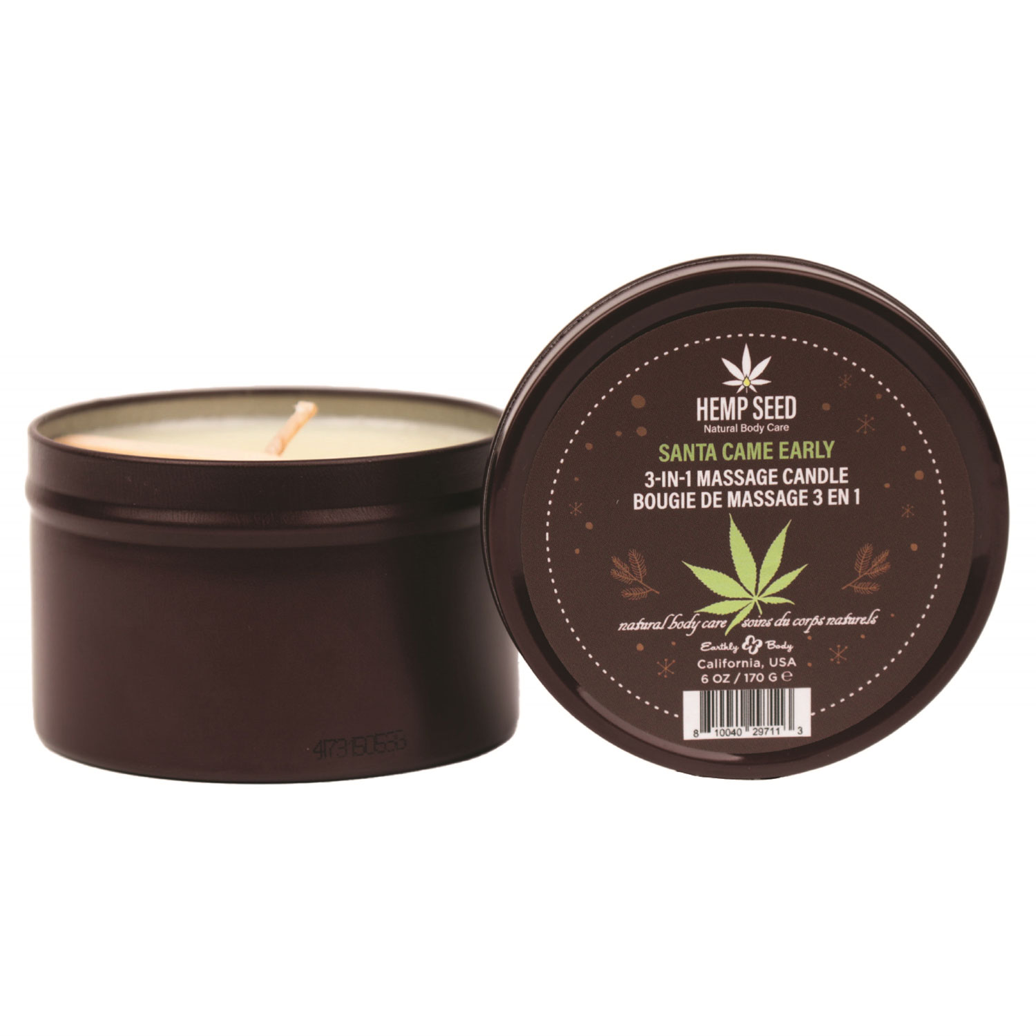 hemp seed 3 in 1 massage candle santa came early 6oz