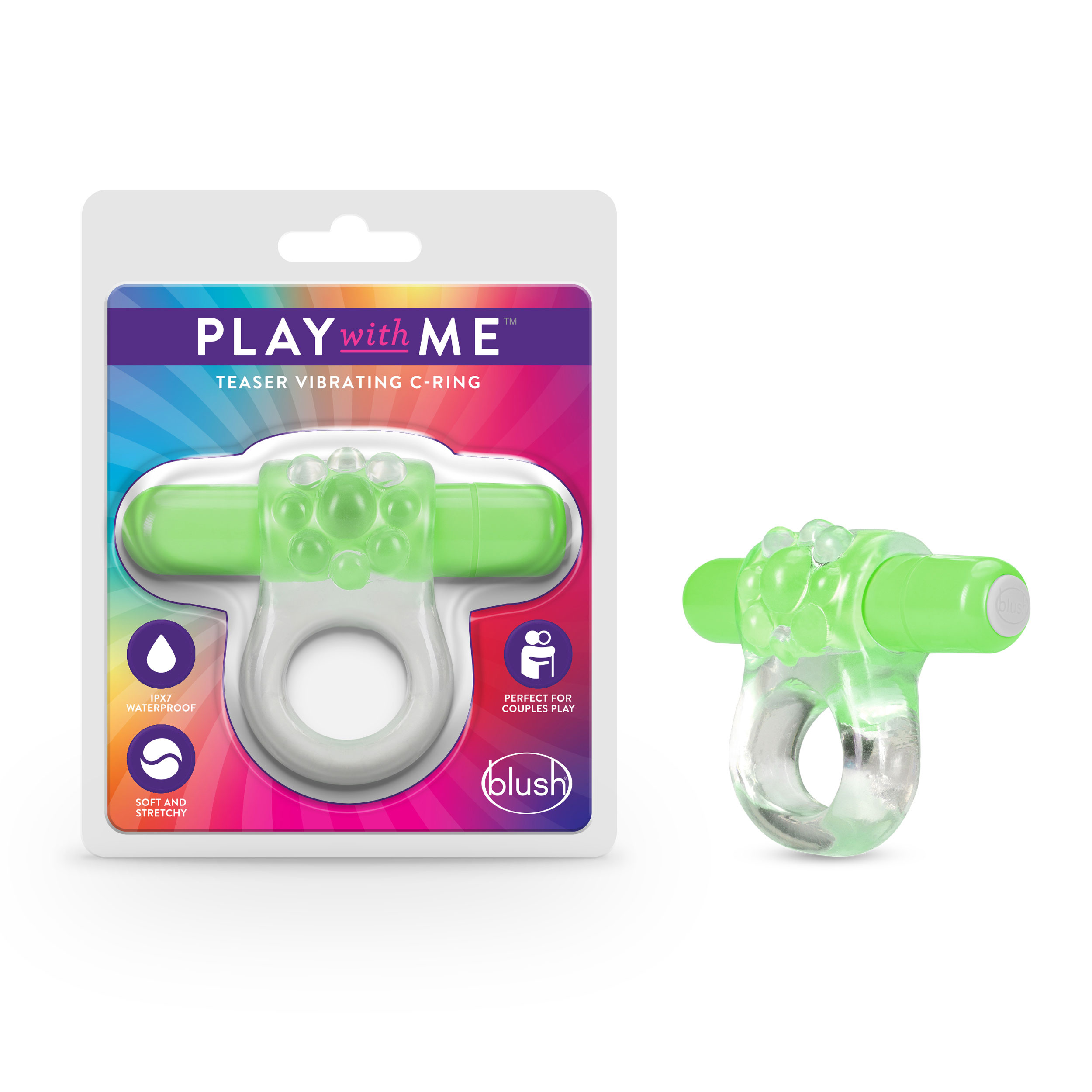 play with me teaser vibrating c ring green