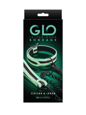 glo bondage collar and leash green