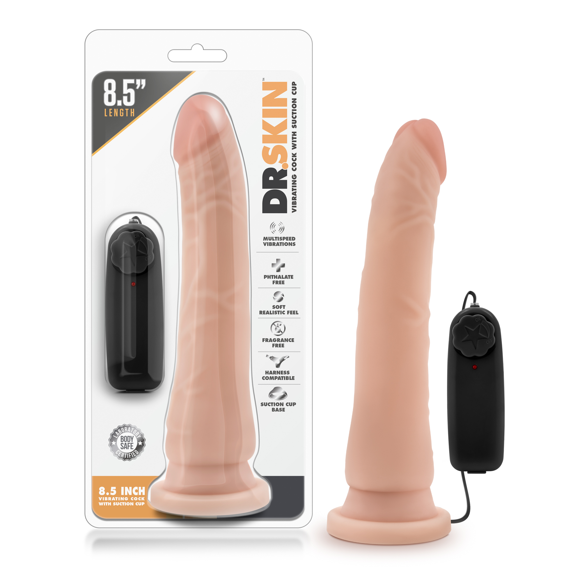 dr. skin 8.5 inch vibrating realistic cock with suction cup vanilla