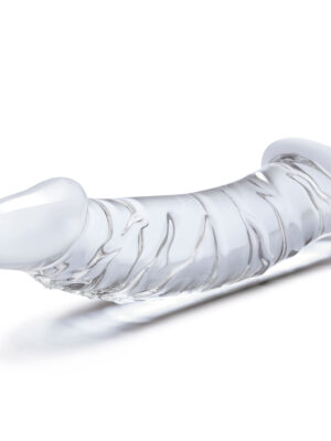 10.5 inch girthy realistic glass double dong clear