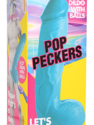 pop pecker 8.25 inch dildo with balls blue pop pecker 8.25 inch dildo with balls blue