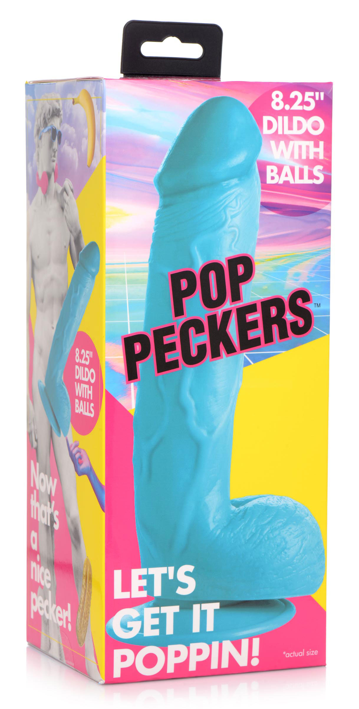 pop pecker 8.25 inch dildo with balls blue