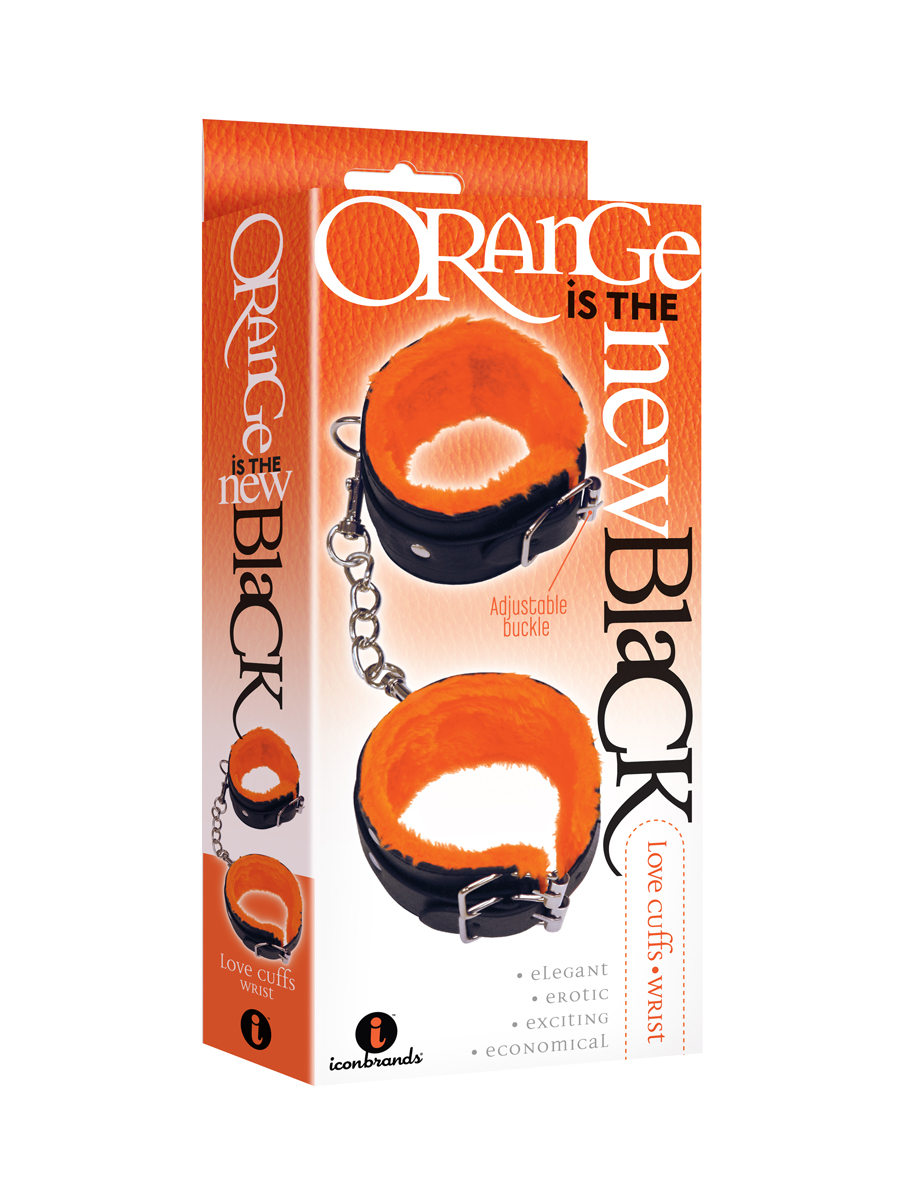 the 9's orange is the new black love cuffs wrist black