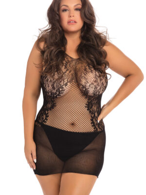 lace fantasy mini dress black 1x 3x